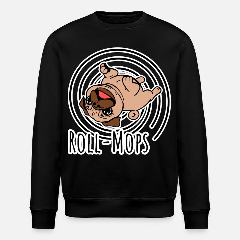 Rolling Pug - En rullende mops - Stanley/Stella ROLLER økologisk unisex-sweatshirt - svart