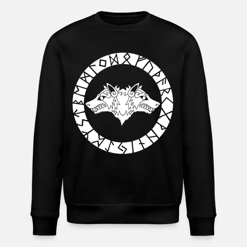 Wikingerwolf mit zwei Köpfen - Stanley/Stella Unisex Bio-Sweatshirt ROLLER - Schwarz