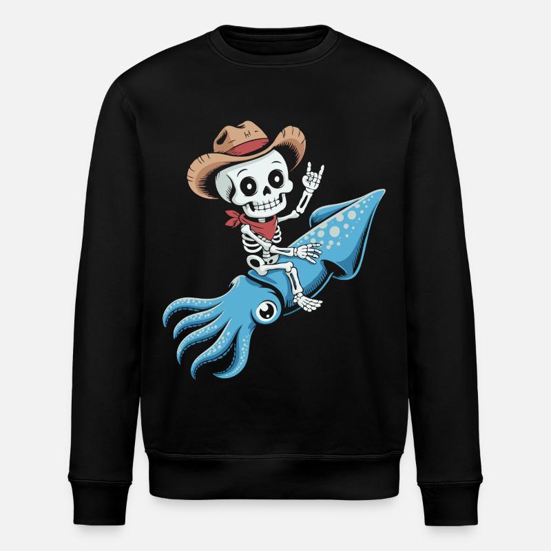Skeleton cowboy on octopus - Stanley/Stella ROLLER Unisex Organic Sweatshirt - black