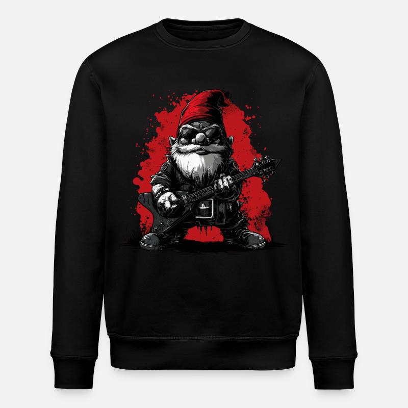 Gartenzwerg Rocker spielt Gitarre - Stanley/Stella Unisex Bio-Sweatshirt ROLLER - Schwarz