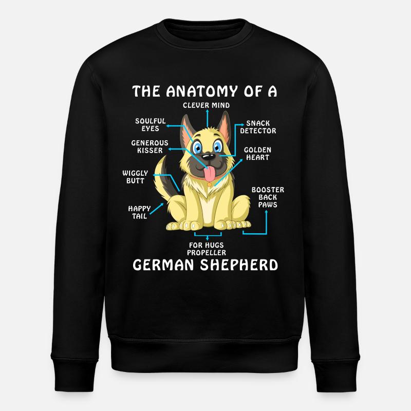Anatomie d’un berger allemand - Sweat bio ROLLER Stanley/Stella Unisexe - noir
