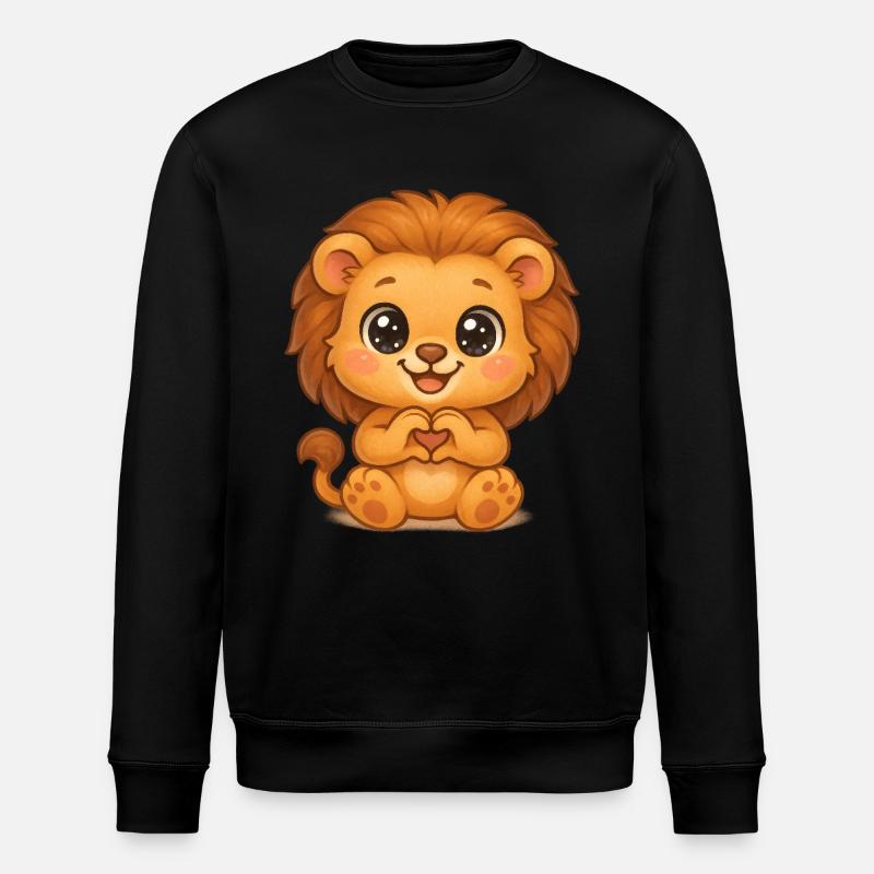 Süßer Löwe mit Herzhänden - Stanley/Stella Unisex Bio-Sweatshirt ROLLER - Schwarz