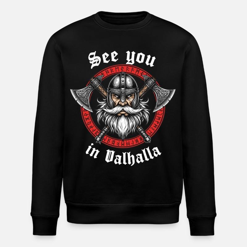 Valhalla Viking Warrior - Stanley/Stella ROLLER Unisex Organic Sweatshirt - black