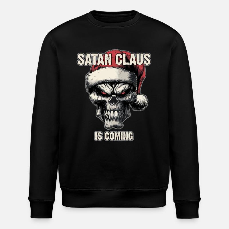 Crâne avec chapeau de Père Noël - Sweat bio ROLLER Stanley/Stella Unisexe - noir
