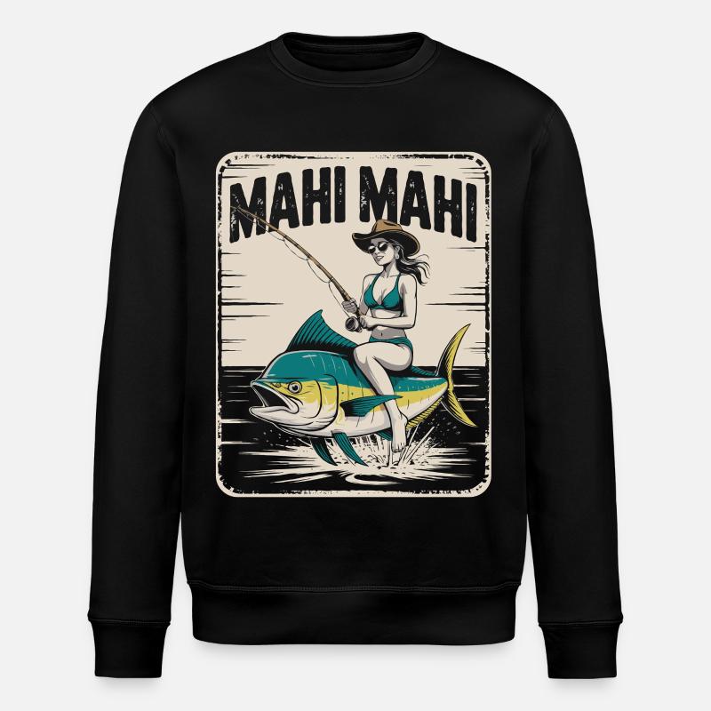 Mahi Mahi Strandanglerin Retro - Stanley/Stella Unisex Bio-Sweatshirt ROLLER - Schwarz