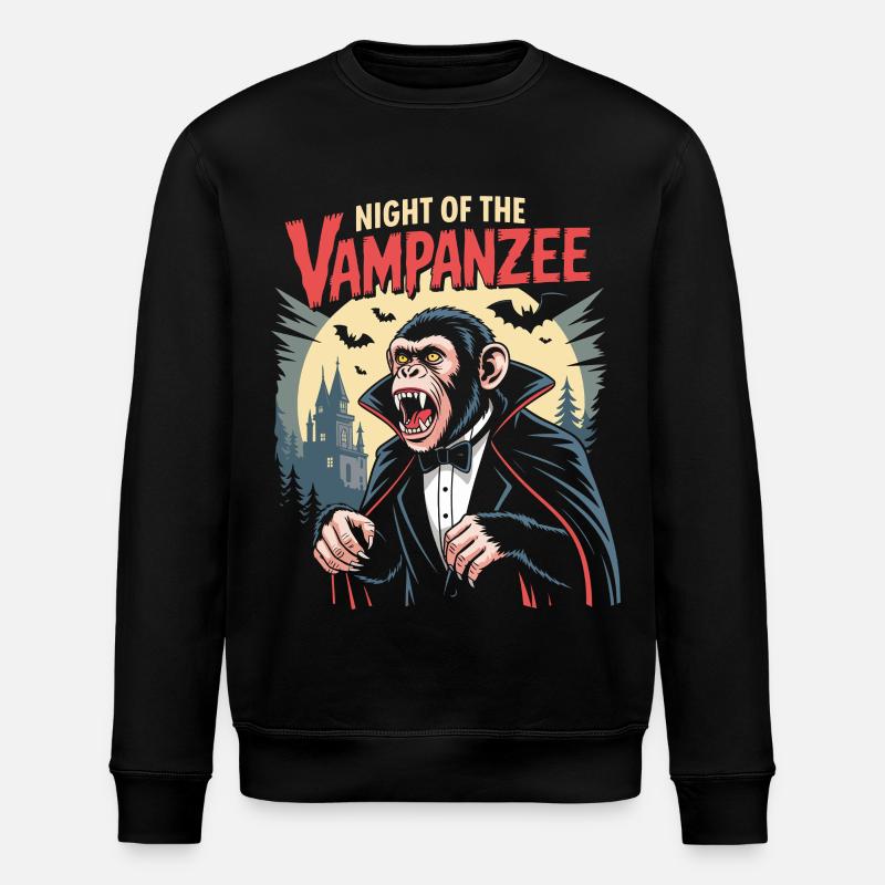 Vampanzee Night Look Chimpanzee Vampire - Stanley/Stella ROLLER Unisex Organic Sweatshirt - black
