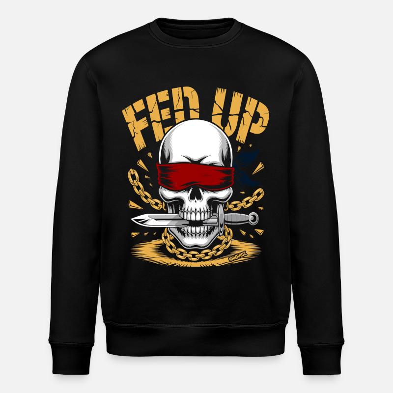 Blind skull with chain, muzzle full - Stanley/Stella ROLLER Unisex Organic Sweatshirt - black