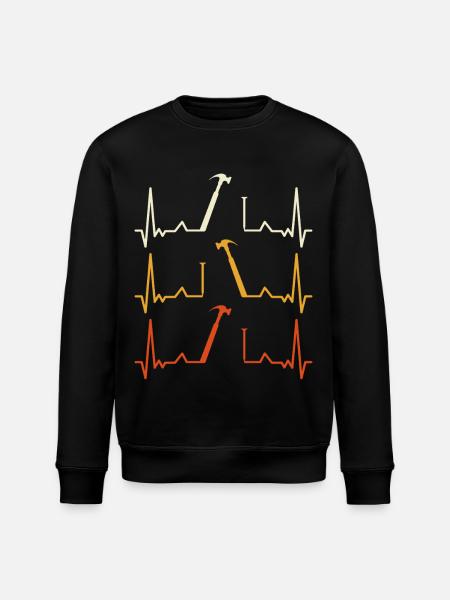 Heartbeat Hammer Pattern - Stanley/Stella ROLLER Unisex Organic Sweatshirt - black