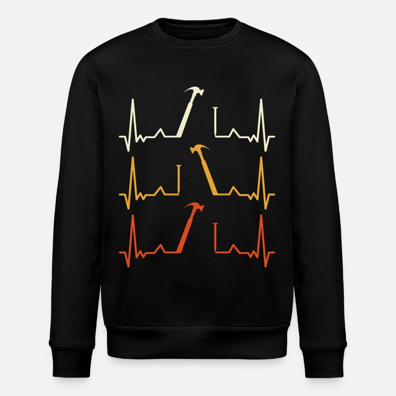 Heartbeat Hammer Pattern - Stanley/Stella ROLLER Unisex Organic Sweatshirt - black