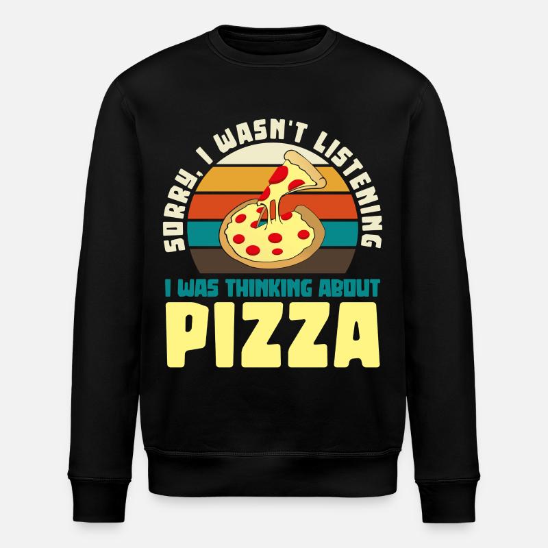 Pizza Dreamer Retro Motif - Stanley/Stella ROLLER Unisex Organic Sweatshirt - black