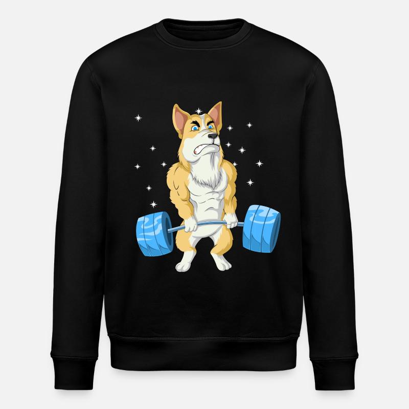 Corgi Weightlifting - Stanley/Stella ROLLER Unisex Organic Sweatshirt - black
