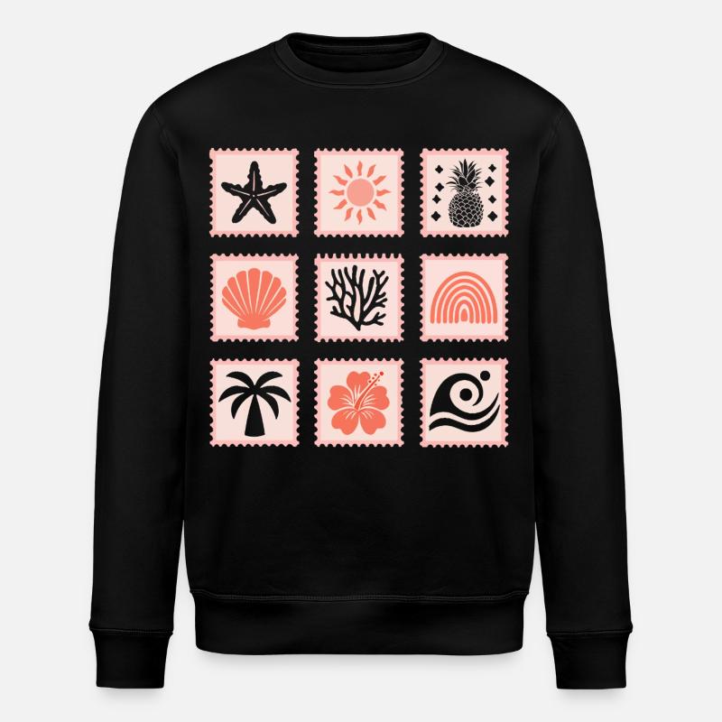 Collage de timbres nature - Sweat bio ROLLER Stanley/Stella Unisexe - noir