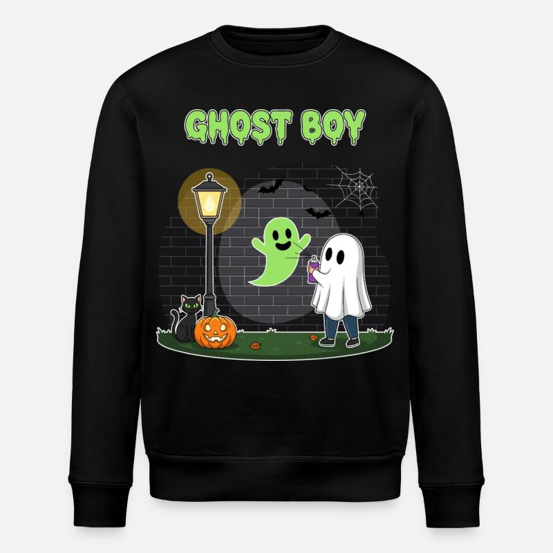 Geisterjunge Halloween Szene - Stanley/Stella Unisex Bio-Sweatshirt ROLLER - Schwarz