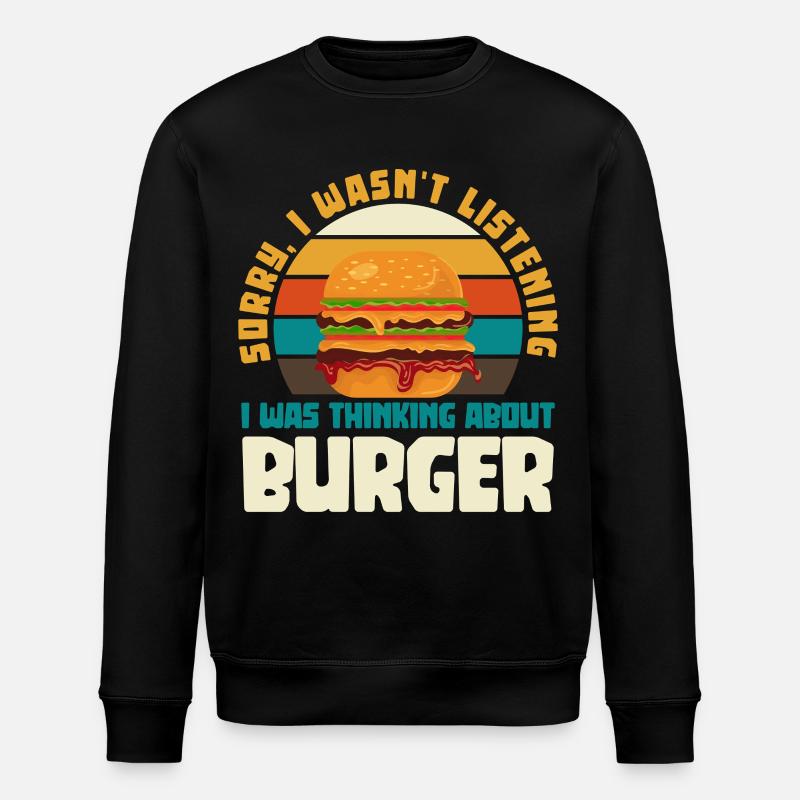 Burger Gedanken Retro Humor - Stanley/Stella Unisex Bio-Sweatshirt ROLLER - Schwarz