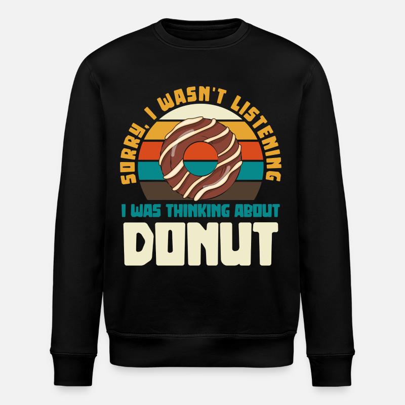 Retro Donut Sonnenuntergang Spruch - Stanley/Stella Unisex Bio-Sweatshirt ROLLER - Schwarz