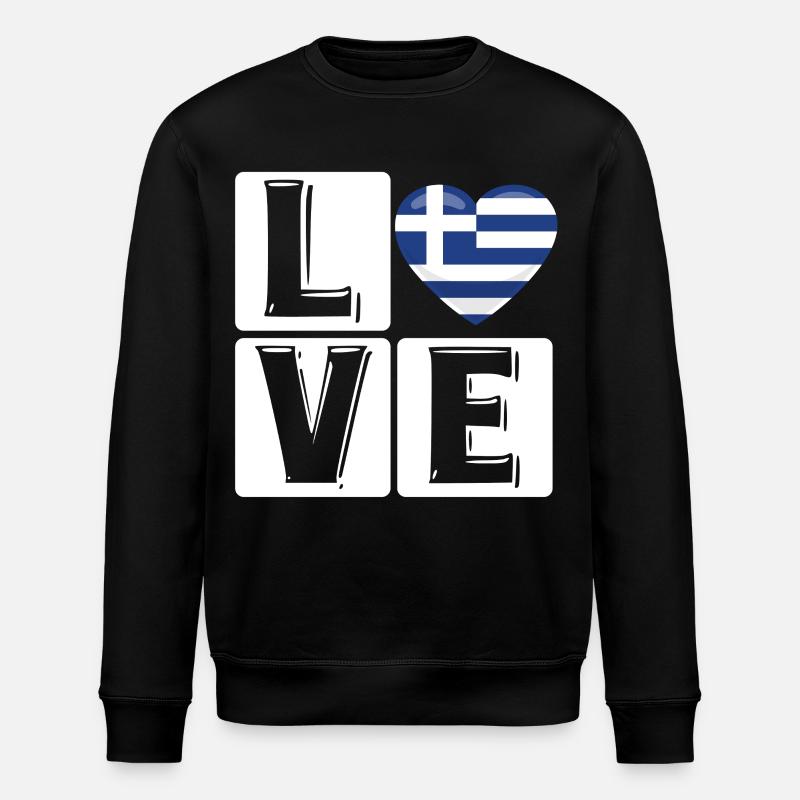 Amour Grèce Coeur Drapeau - Sweat bio ROLLER Stanley/Stella Unisexe - noir