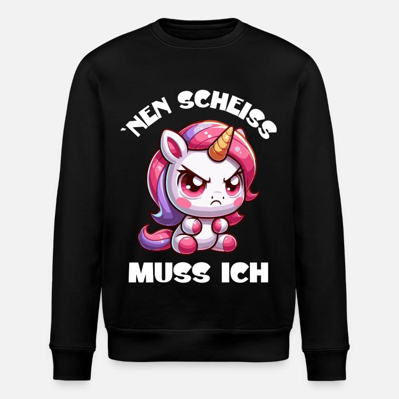 Wütendes Einhorn Chibi Motiv - Stanley/Stella Unisex Bio-Sweatshirt ROLLER - Schwarz