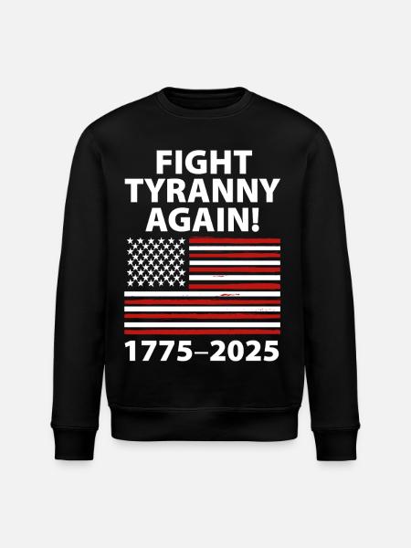 Fight Tyranny Again 1775–2025 Flag Design - Stanley/Stella ROLLER Unisex Organic Sweatshirt - black