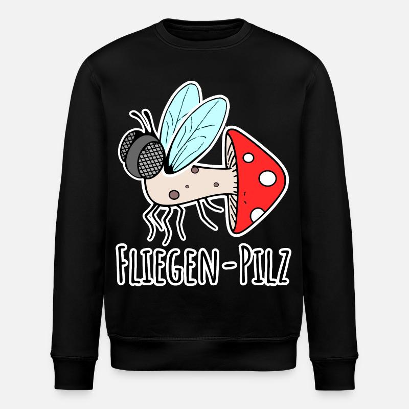 Fly agaric - half fly, half mushroom - Stanley/Stella ROLLER Unisex Organic Sweatshirt - black