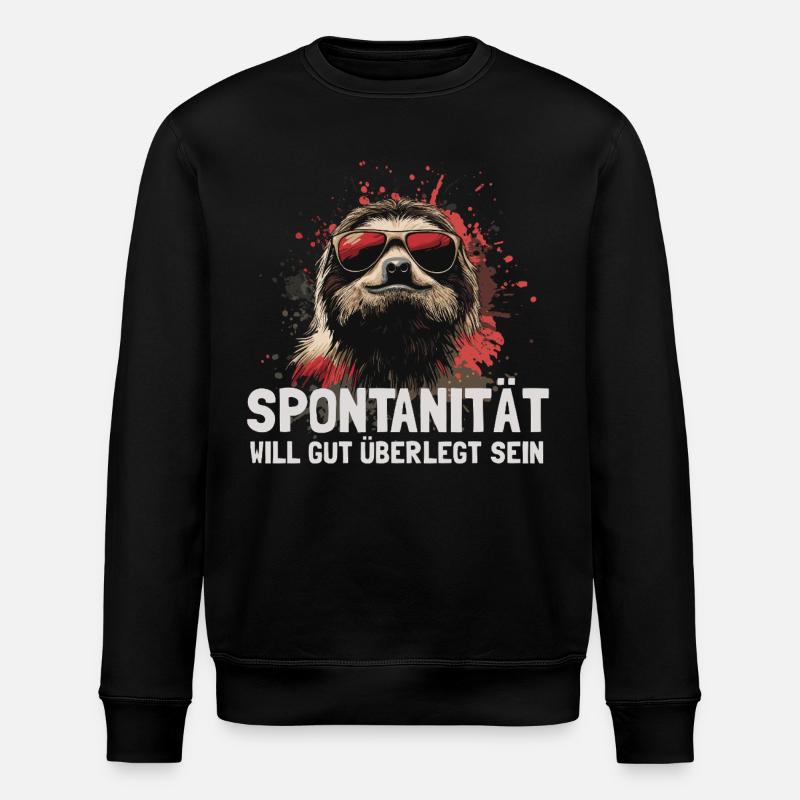Chilled sloth with sunglasses - Stanley/Stella ROLLER Unisex Organic Sweatshirt - black
