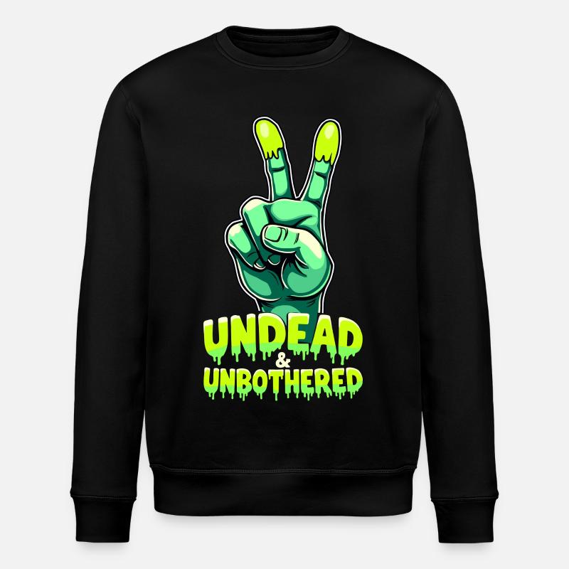 Undead and Unbothered Peace-Zeichen Zombie - Stanley/Stella Unisex Bio-Sweatshirt ROLLER - Schwarz