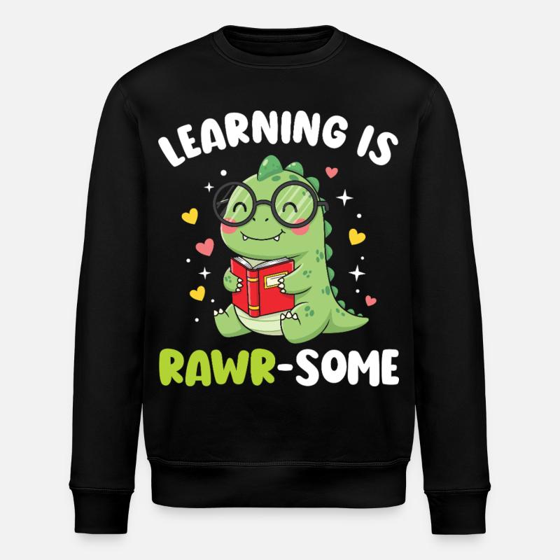 Dinosaur Kindergarten Elementary Kids - Stanley/Stella ROLLER Unisex Organic Sweatshirt - black