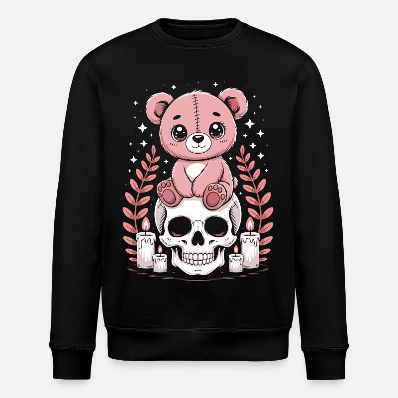Kawaii Pastel Goth Patched Bear - Stanley/Stella ROLLER Unisex Organic Sweatshirt - black