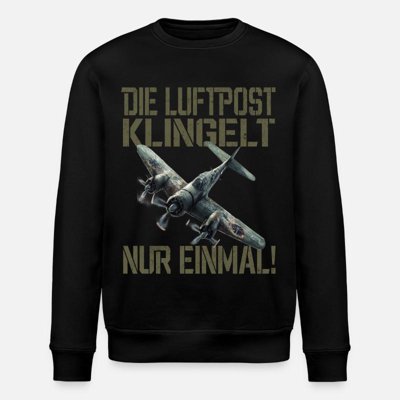 Die Luftpost Klingelt Nur Einmal Flugzeug - Stanley/Stella Unisex Bio-Sweatshirt ROLLER - Schwarz
