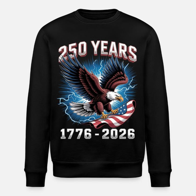 Eagle with flag – 250 years - Stanley/Stella ROLLER Unisex Organic Sweatshirt - black