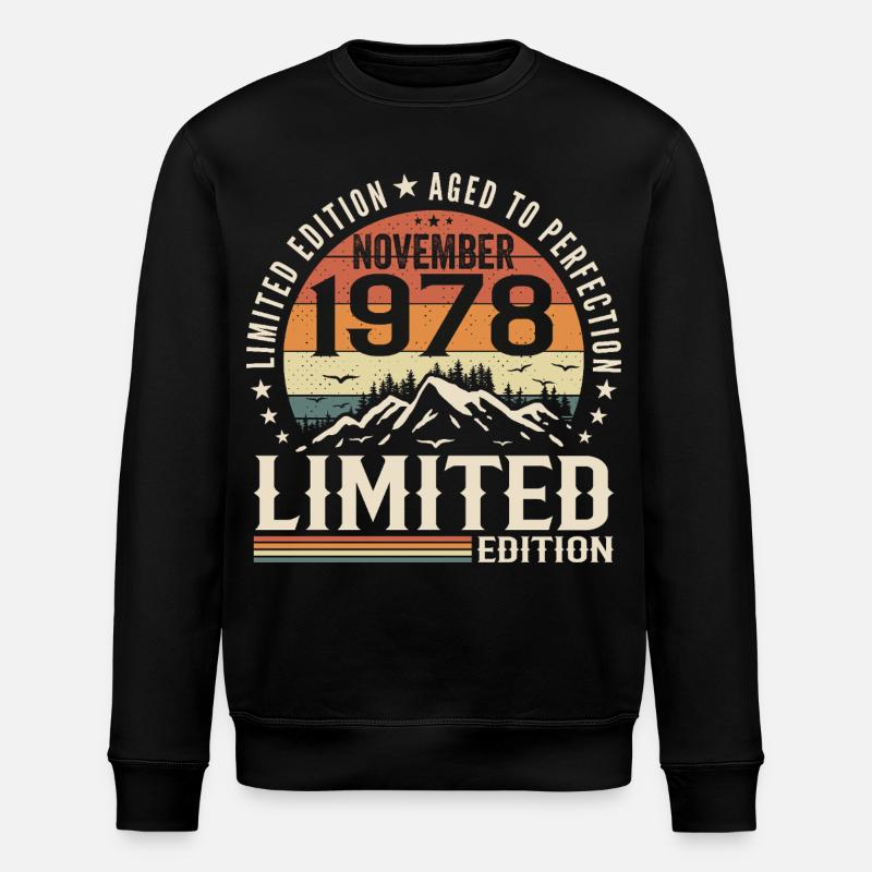 November 1978 Unique Retro Anniversary - Stanley/Stella ROLLER Unisex Organic Sweatshirt - black