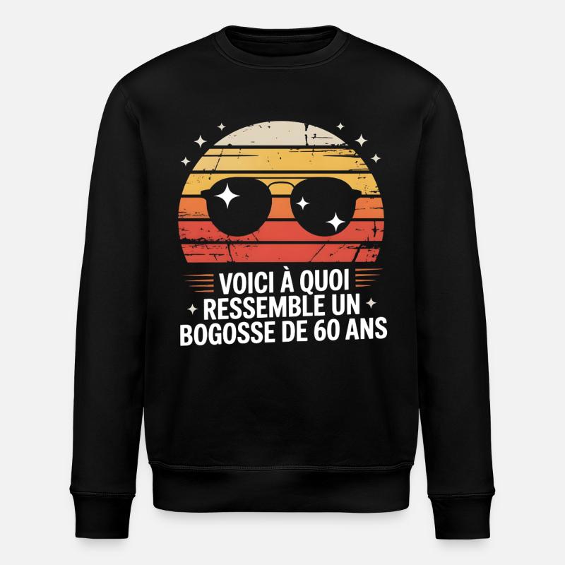 Soleil rétro Bogosse 60 ans - Sweat bio ROLLER Stanley/Stella Unisexe - noir