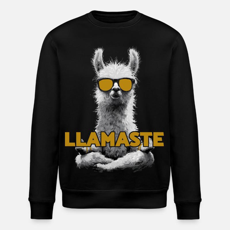 Llamaste – Yoga Lama mit Sonnenbrille - Stanley/Stella Unisex Bio-Sweatshirt ROLLER - Schwarz
