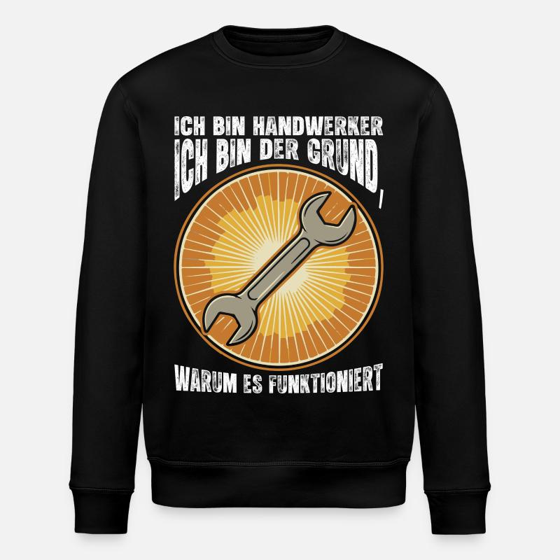 Handwerker Spruch Sonne Schraubenschlüssel - Stanley/Stella Unisex Bio-Sweatshirt ROLLER - Schwarz