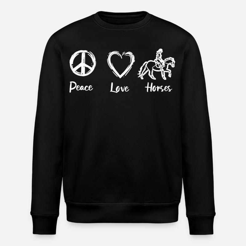 Peace Love Horses - Stanley/Stella Unisex Bio-Sweatshirt ROLLER - Schwarz