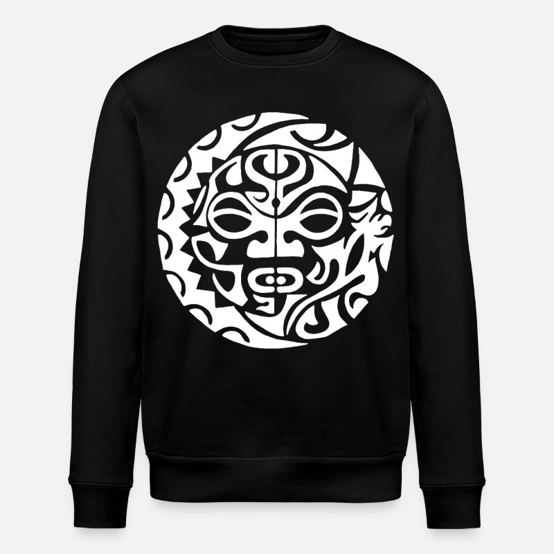 Polynesischer Schädel (weiß) - Stanley/Stella Unisex Bio-Sweatshirt ROLLER - Schwarz
