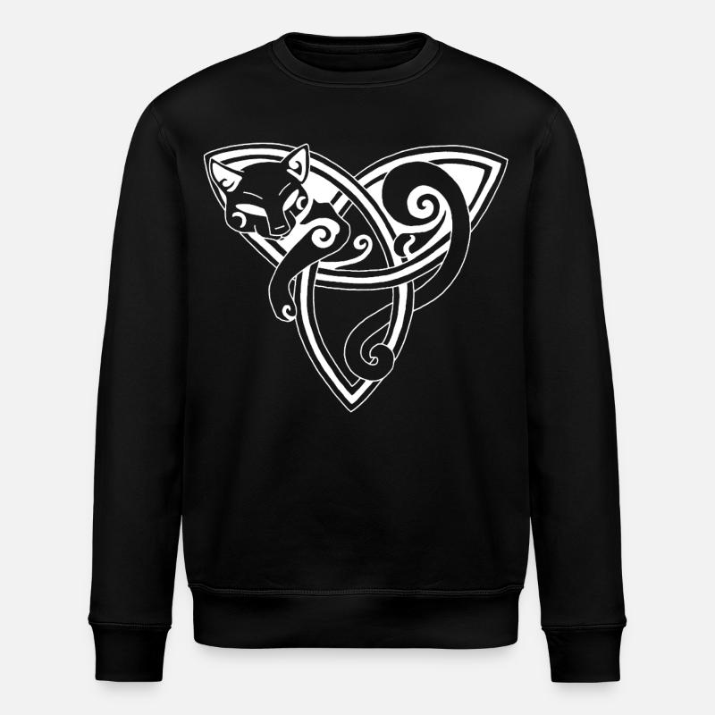 White cat and Celtic symbol - Stanley/Stella ROLLER Unisex Organic Sweatshirt - black
