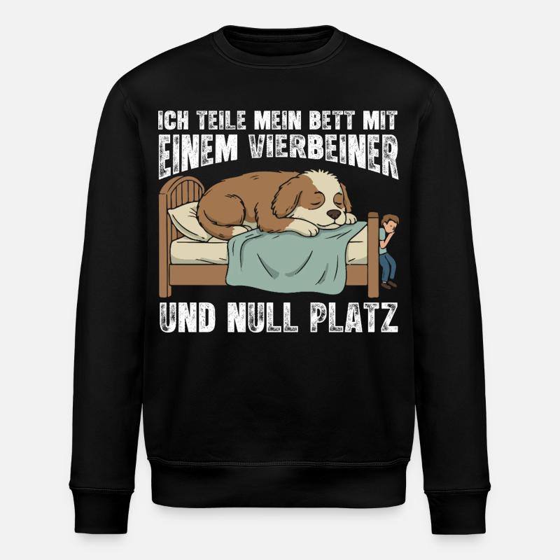 Hund als Bettmitbewohner - Stanley/Stella Unisex Bio-Sweatshirt ROLLER - Schwarz