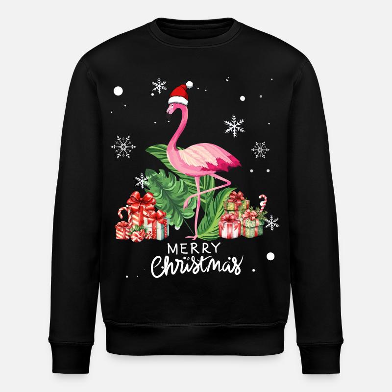 Flamingo Weihnachten - Stanley/Stella Unisex Bio-Sweatshirt ROLLER - Schwarz