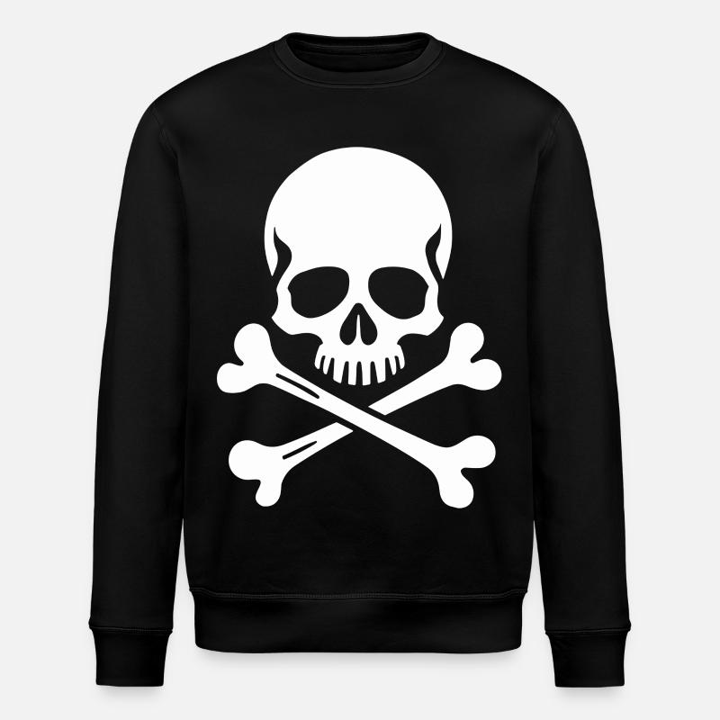 Klassischer Jolly Roger Totenschädel - Stanley/Stella Unisex Bio-Sweatshirt ROLLER - Schwarz