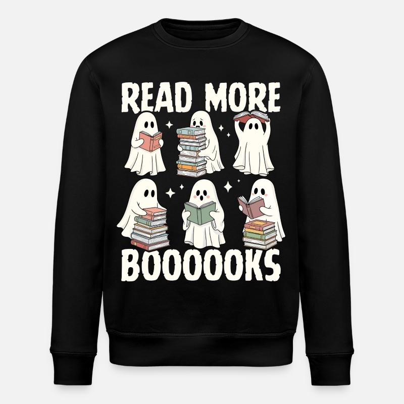 Reading ghosts and stacks of books - Stanley/Stella ROLLER Unisex Organic Sweatshirt - black