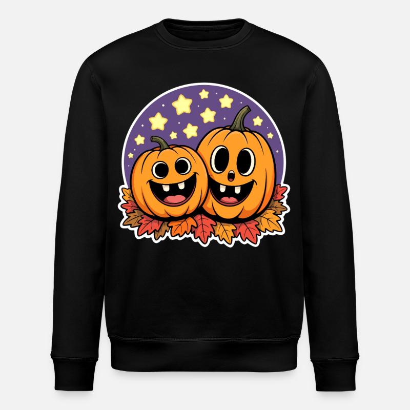 Deux citrouilles heureuses d’automne - Sweat bio ROLLER Stanley/Stella Unisexe - noir