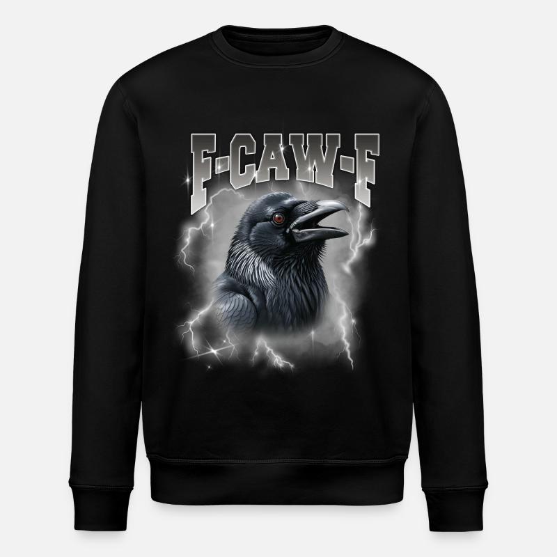F-Caw-E Raven Storm Graphic - Stanley/Stella ROLLER Unisex Organic Sweatshirt - black