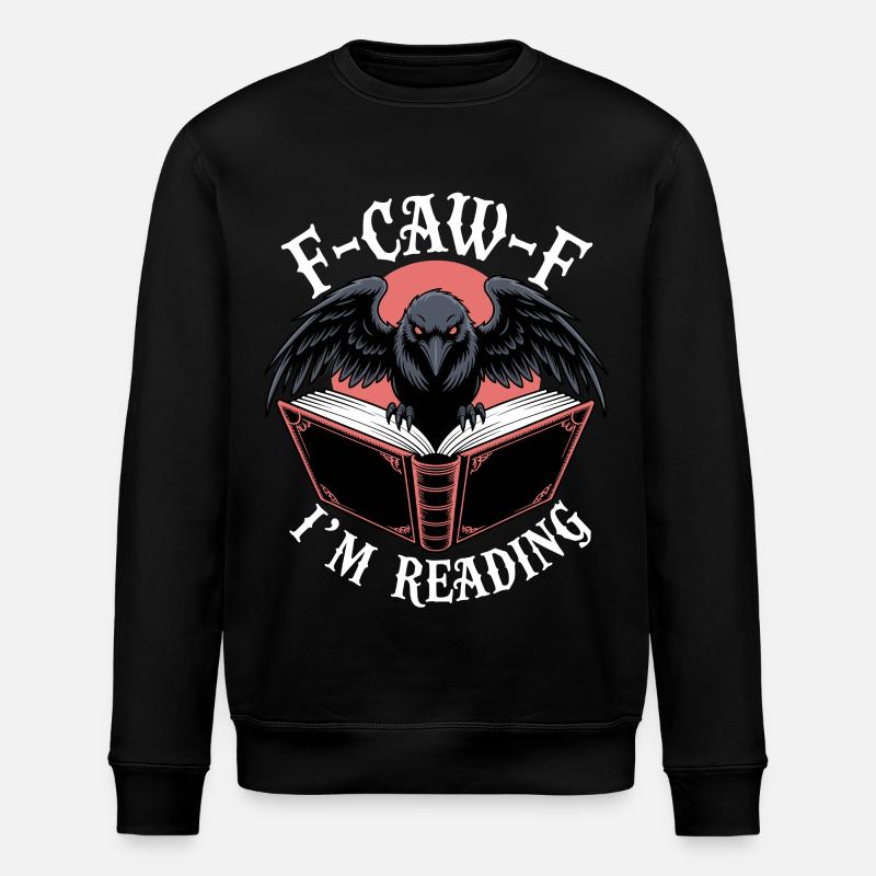 Rabe über Buch Lesen Motiv - Stanley/Stella Unisex Bio-Sweatshirt ROLLER - Schwarz