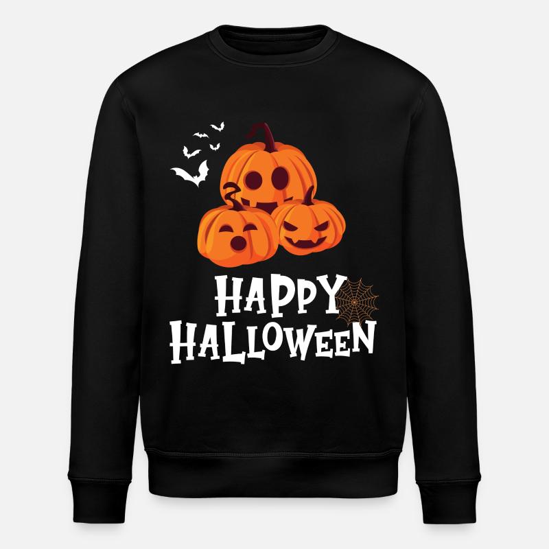 Friendly Pumpkin - Happy Halloween - Stanley/Stella ROLLER Unisex Organic Sweatshirt - black