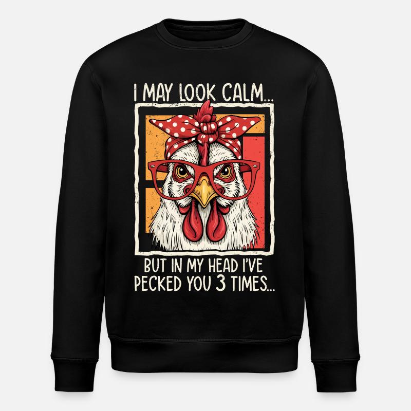 Huhn mit Brille Spruchdesign - Stanley/Stella Unisex Bio-Sweatshirt ROLLER - Schwarz