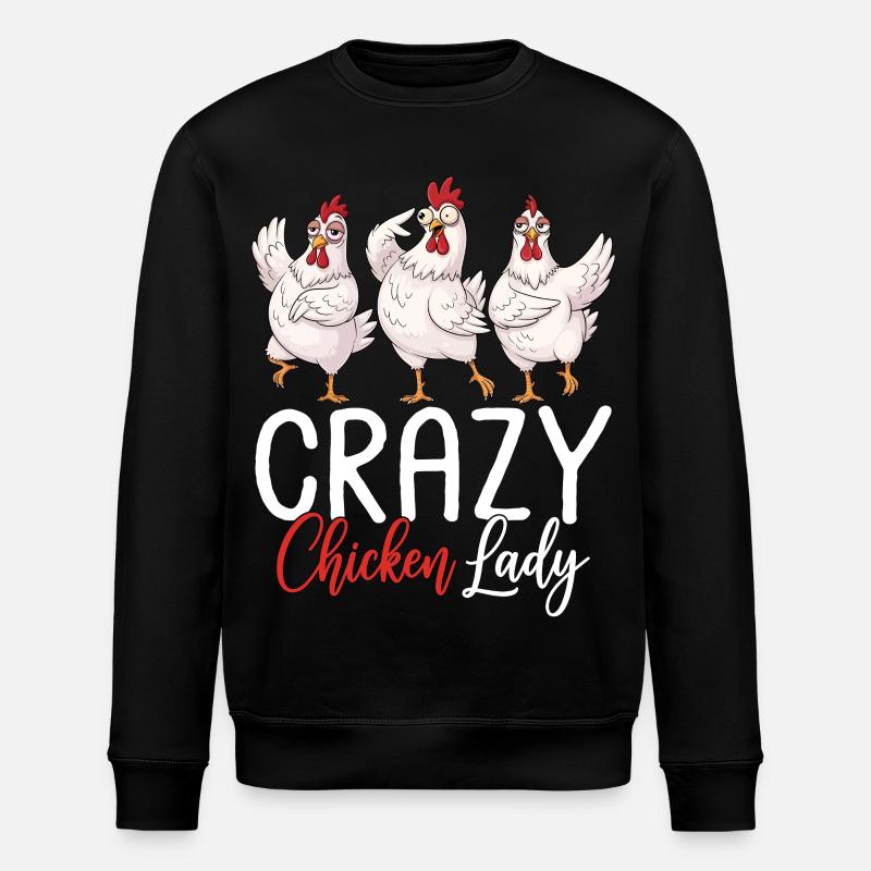 Verrückte Hühnerlady - Stanley/Stella Unisex Bio-Sweatshirt ROLLER - Schwarz