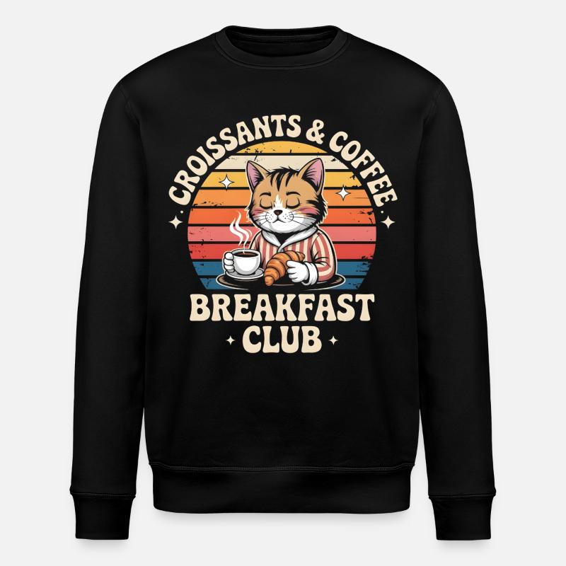 Cat Brunch Retro Café - Stanley/Stella ROLLER Unisex Organic Sweatshirt - black