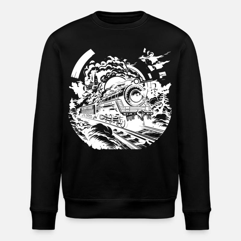 Eisenbahn Skizze - Stanley/Stella Unisex Bio-Sweatshirt ROLLER - Schwarz