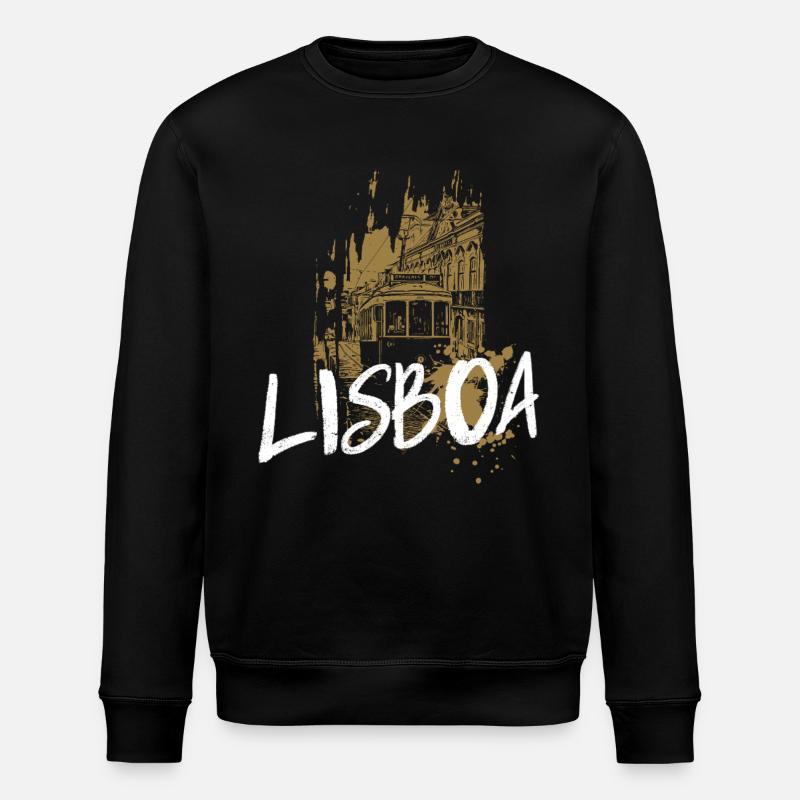 Tramway à Lisbonne illustration ocre - Sweat bio ROLLER Stanley/Stella Unisexe - noir