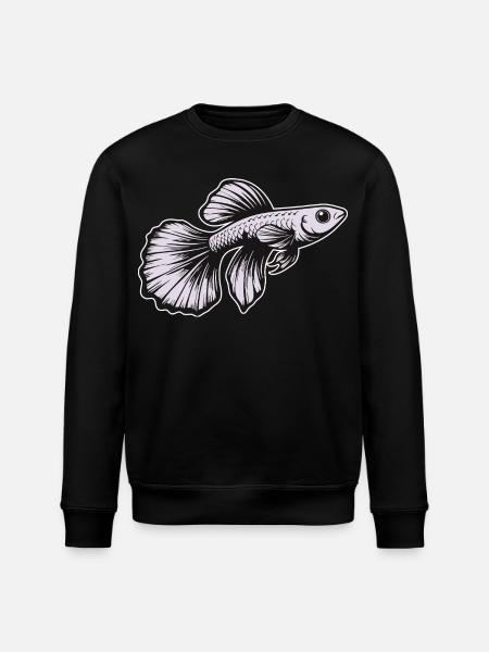 White Guppy Design – Aquarium Fish - Stanley/Stella ROLLER Unisex Organic Sweatshirt - black